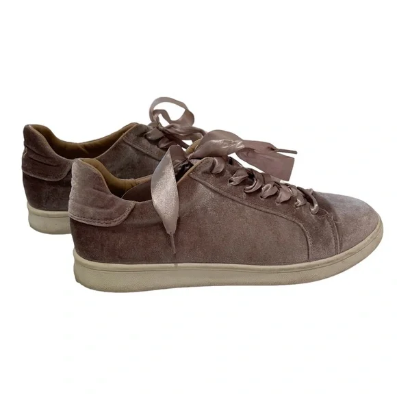 SAM EDELMAN Marlow Blush Velvet Sneakers Tie Shoes 8.5 - Picture 2 of 7